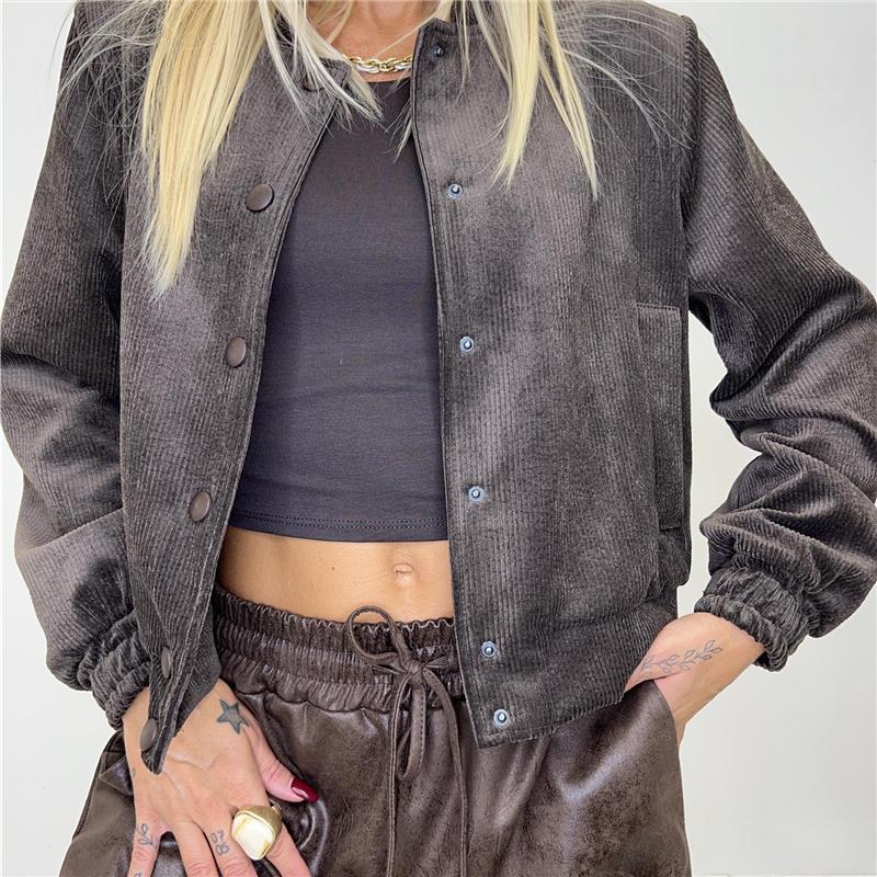 giubbotto modello bomber in velluto  intrigo